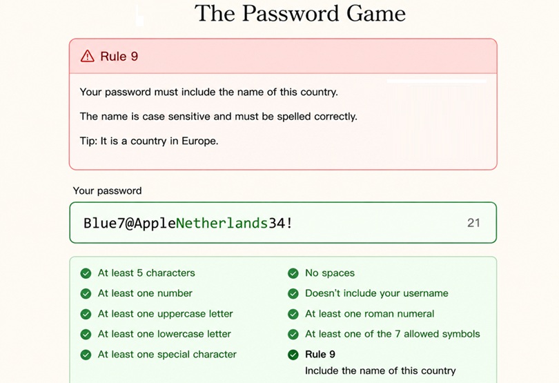 The Password Game Rule 9